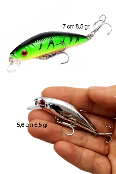 Rapala 2li set Turna Levrek Alabalık Lüfer Rapala Yapay Suni Yem Sasi yem JigYem - 1