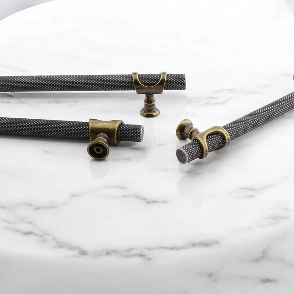 Arsin Eskitme Antik Sarı Metal Kulp 224 mm - 22.4 cm Mobilya Mutfak Dolabı Dolap Kulpları Kulbu - Resim 5