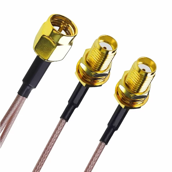 Y Tip RG316 15cm 1x Sma Erkek 2X Sma Dişi Kablo  RF Uzatma Kablosu Altın Kaplama Soket 0-6GHz Wi-Fi Anten FPV Lora Helium Router Modem Koaksiyel GPS GSM GPRS - 7