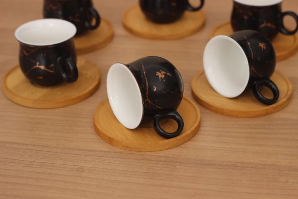 Mermer Desen 6 Kişilik Kahve Fincanı Fincan Takımı - 5