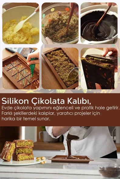 Bpa İçermez Esnek Dayanıklı Büyük Yüksek Isı Dayanıklı Dubai Çikolata Silikon Kalıbı Kabı 2 Adet - 3