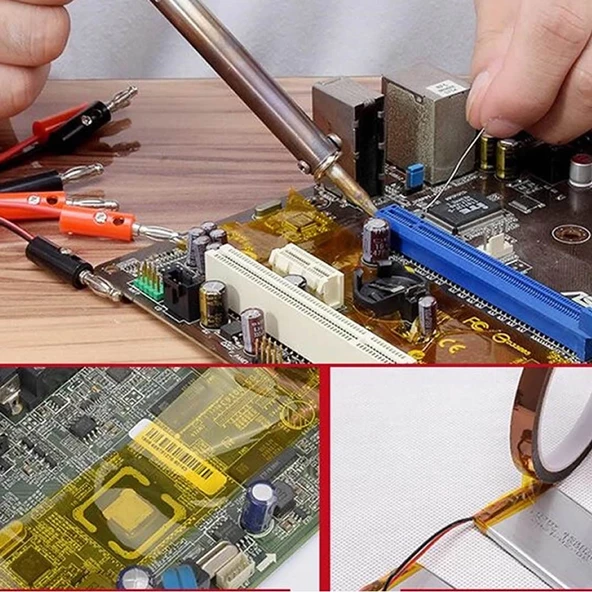 Kapton Bant 5mm x 30 Metre  Yüksek Düşük Sıcaklık -73C  260C Termal Isıya Dayanıklı Güçlü Yalıtım Çizilmeye Yırtılmaya Dirençli Çözücülere - 8