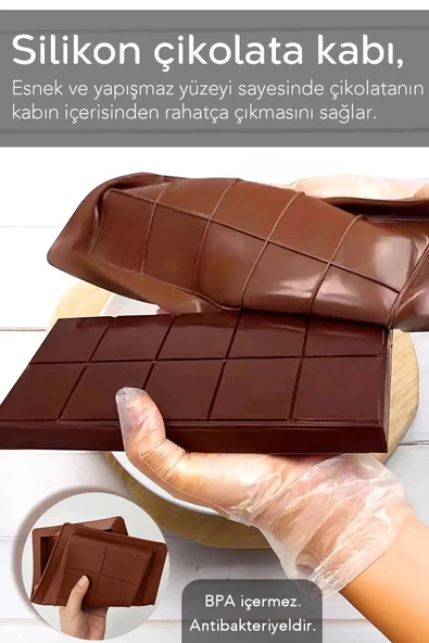 Bpa İçermez Esnek Dayanıklı Büyük Yüksek Isı Dayanıklı Dubai Çikolata Silikon Kalıbı Kabı 1 Adet - 5