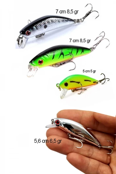 Rapala Lures Maket Balık 4 Lü Set Ayna Yapay Suni YemTurna Levrek Alabalık LüferAilesi JigYem