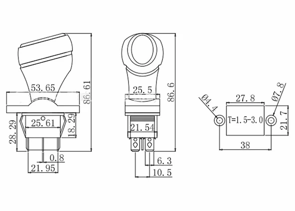 Joystick Kcd4 Anahtar Latch Siyah  İleri Geri Vites Kolu 16A 250V Akülü Çocuk Arabası Elektrikli Araç Oyuncak Switch Makine Motor Asansör Vinç Atv Gokart - Resim 8