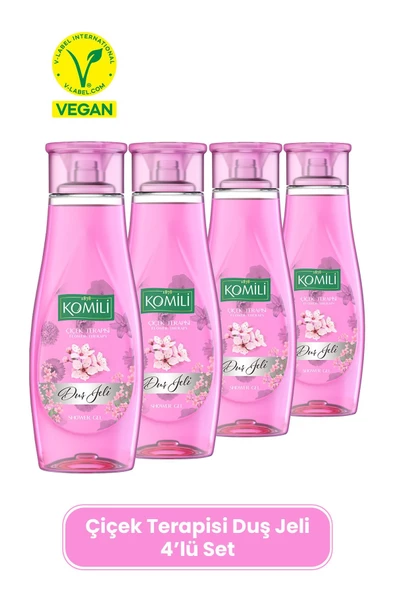 Komili Çiçek Terapisi Vegan Duş Jeli 4'lü Set - Bahar Çiçekleri Kokulu - 4 X 500 ML