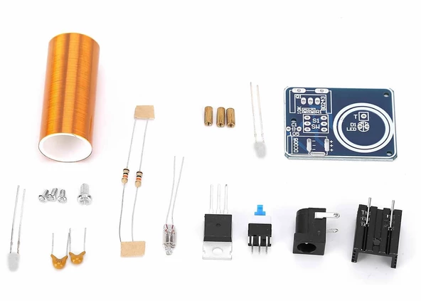 Demonte Mini Tesla Bobin Kit Modül  Kablosuz Enerji İletimi BD243 DC 9 / 12V Temassız Elektrik Transformatör Plazma Aktarım Proje Ödev Lehimleme Eğitim Seti - 6