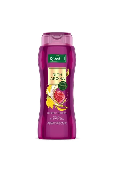 KOMİLİ Rich Aroma Refresh&Energize Duş Jeli - Ahududu&Ylang Ylang - Kalıcı Parfüm Etkili - 500 ML - 3