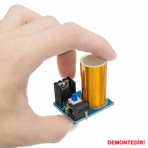 Demonte Mini Tesla Bobin Kit Modül  Kablosuz Enerji İletimi BD243 DC 9 / 12V Temassız Elektrik Transformatör Plazma Aktarım Proje Ödev Lehimleme Eğitim Seti - 2