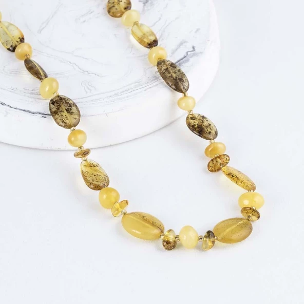 Gümüş Pazarım İri Taşlı Yetişkin Orjinal Kehribar Kolye - 2