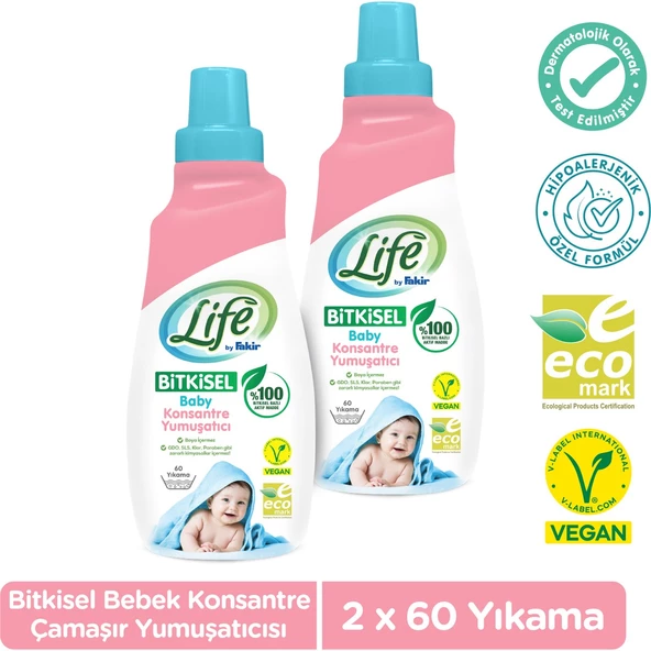 Life By Fakir Bitkisel Bebek Çamaşır Yumuşatıcısı 1500 ml x 2 Adet