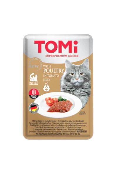 Tomi Tavuklu ve Domatesli Tahılsız Pouch Kedi Konservesi 100gr