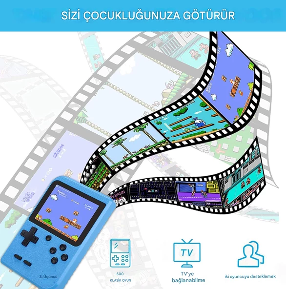 QASUL Klasik Oyun, İki Oyunculu Oyun için TV Bağlantısını Destekler, 3.0 inç Renkli Ekran, Çocuklar ve Yetişkinler için Uygun - 5