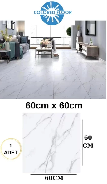Renkli Duvarlar Kendinden Yapışkanlı Yer Zemin ve Duvar Kaplama Paneli Arkası Kauçuklu 60X60cm Floor Pvc Panel 6216 - 2
