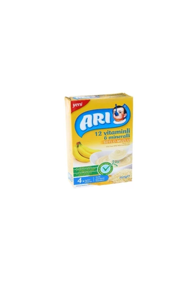 Arı Mama 12 Vitaminli 6 Mineralli Sütlü Muzlu Pirinç Unu 250 Gr 12'li