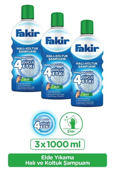 Fakir Elde Nano Teknolojili Halı Ve Koltuk Şampuanı 1000 ml X 3 Adet