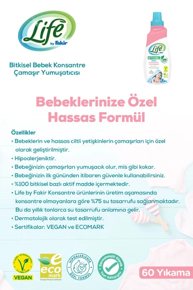 Life by Fakir Bitkisel Konsantre Bebek Çamaşır Yumuşatıcısı 1500ml x 6 Adet Avantaj Seti - 2