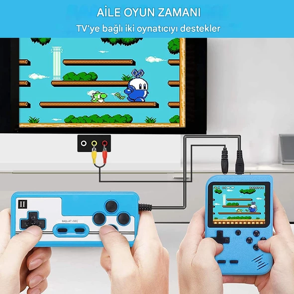 QASUL Klasik Oyun, İki Oyunculu Oyun için TV Bağlantısını Destekler, 3.0 inç Renkli Ekran, Çocuklar ve Yetişkinler için Uygun - 3