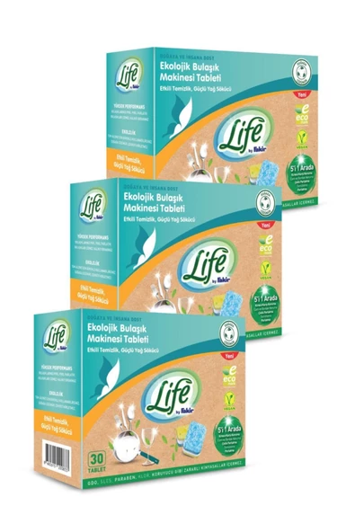 Life By Fakir Ekolojik Vegan Bulaşık Makinesi Tablet Deterjanı(30'lu) 3 Adet