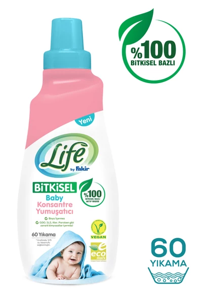 Life By Fakir %100 Bitkisel Bazlı Konsantre Bebek Çamaşır Yumuşatıcısı 1500 ml (60 YIKAMA)