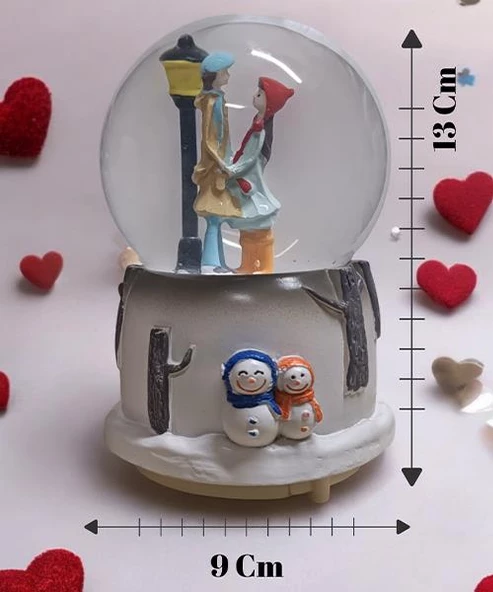 Romantik Sevgili Renk Değiştiren ve Müzikli Orta Boy Kar Küresi - 4