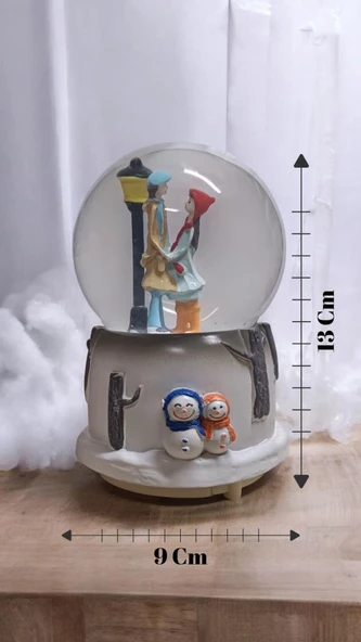 Romantik Sevgili Renk Değiştiren ve Müzikli Orta Boy Kar Küresi - 3