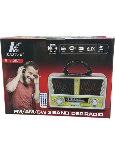 Knstar M-112BT Nostaljik Ahşap Retro Radyo Bluetooth Fm-Sd-Aux-Usb - 3