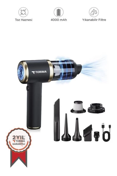 Torima LT-132 Mini Çok Fonksiyonlu Şarjlı Araç Süpürgesi El Süpürgesi