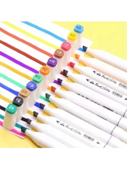 3B Trend Çift Taraflı Uçlu Marker Keçeli Kalem Seti 12'li Çantalı - 2