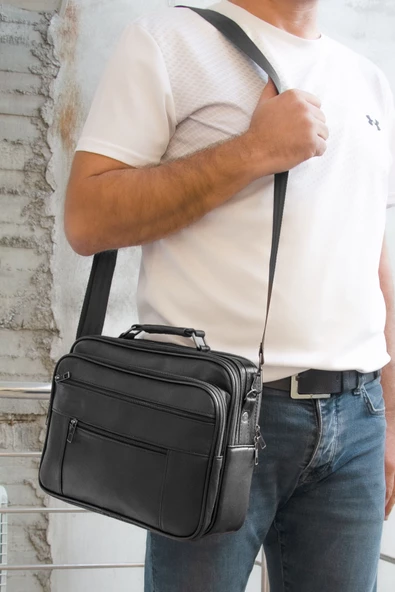 Lederax Hakiki Deri Kasalı El ve Omuz Çantası Battal Boy Yatay LD504 - 5