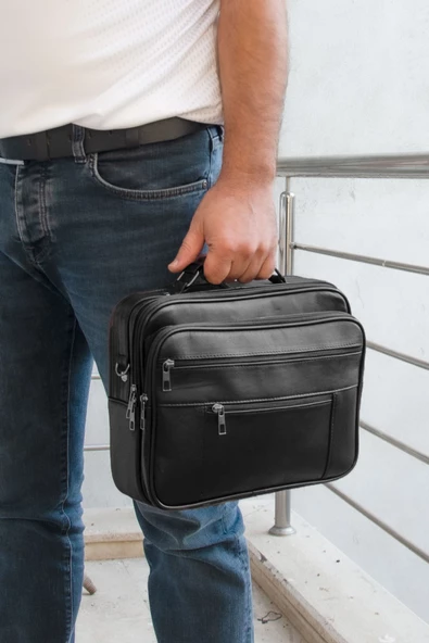 Lederax Hakiki Deri Kasalı El ve Omuz Çantası Battal Boy Yatay LD504 - 7