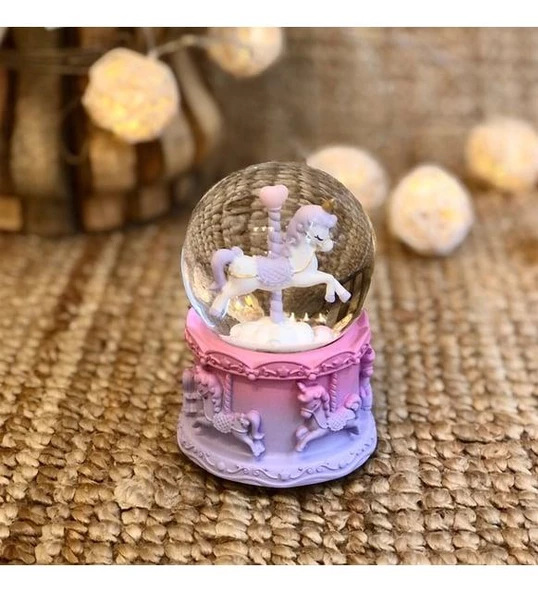 Dekoratif Mini Kar Küresi Unicorn (7cmx5cm) - 3