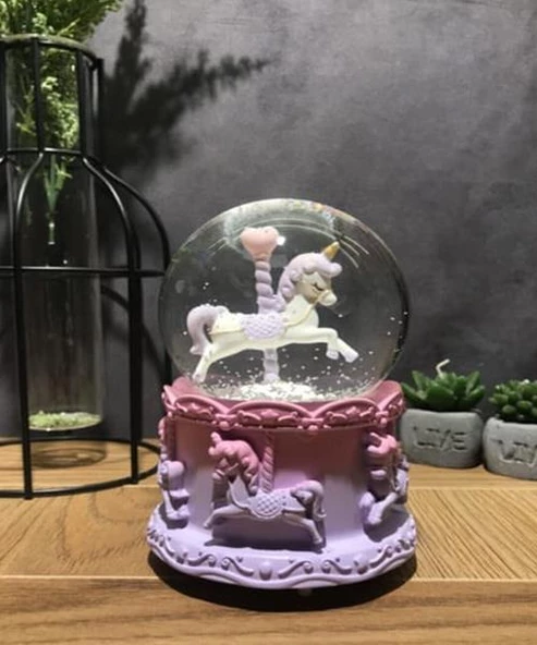 Dekoratif Mini Kar Küresi Unicorn (7cmx5cm) - 2
