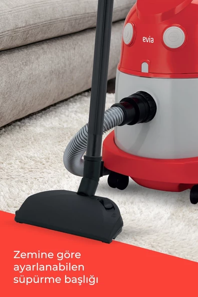 EVİA 4520 TUFAN 20 LİTRE GENİŞ HAZNELİ 2200 WATT ISLAK KURU TOZ TORBALI SÜPÜRGE ELEKTRİKLİ SÜPÜRGE - 8