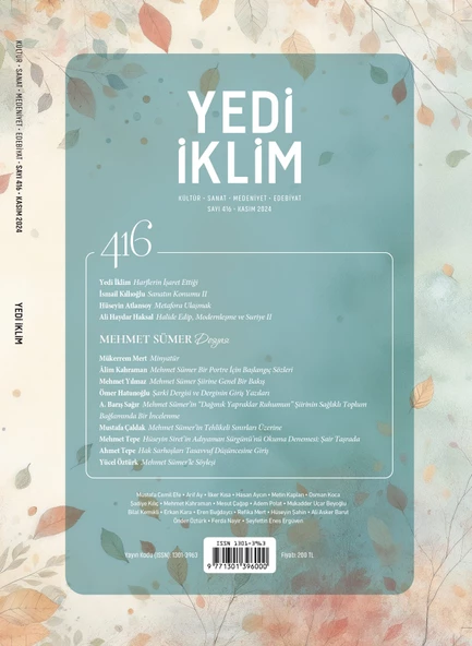 Yedi İklim Dergi 416.Sayı Kasım 2024 ürün görseli