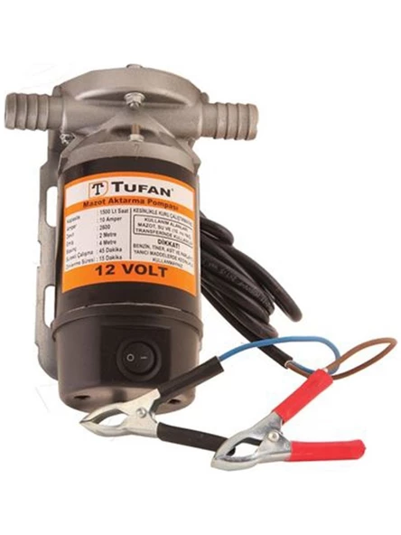 Tufan 12V Sıvı Mazot Aktarma Pompası Dıştan Çekme 3/4 - Resim 3