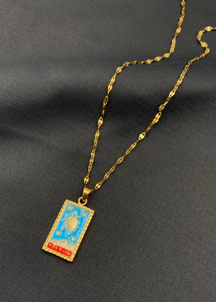 Çelik Gold Renk Tarot Kadın Kolye - 1