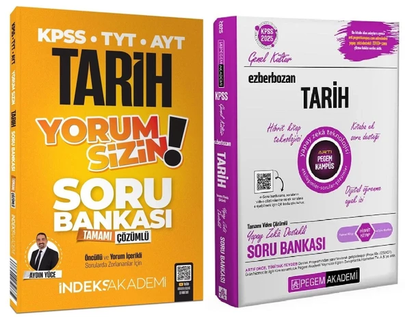 Pegem + İndeks 2025 KPSS Tarih Ezberbozan Yorum Sizin Soru Bankası 2 li Set Pegem + İndeks Akademi