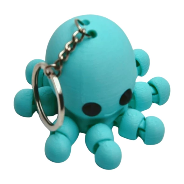 3D Haraketli Sevimli Ahtapot Anahtarlık - Turkuaz - Resim 4
