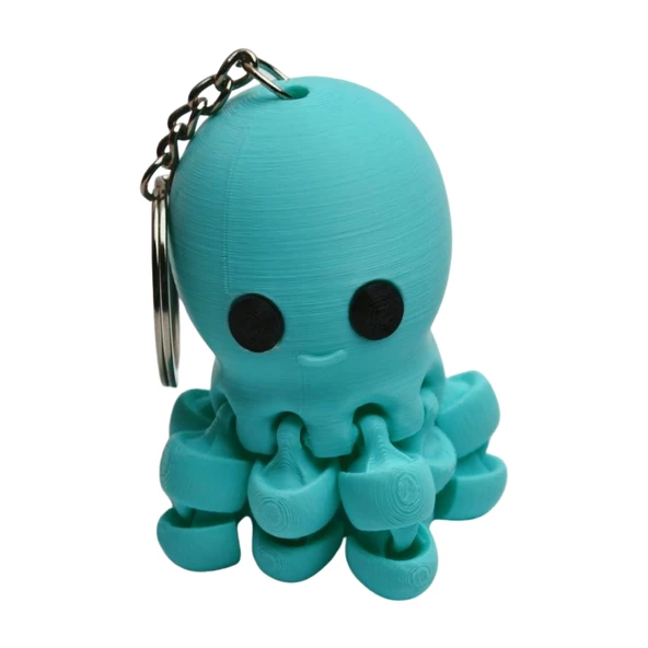 3D Haraketli Sevimli Ahtapot Anahtarlık - Turkuaz ürün görseli 1