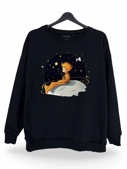 Küçük Prens Baskılı Unisex Oversize Sweatshirt