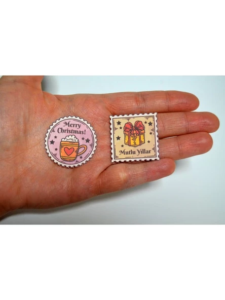 *özel Kesim* Yılbaşı-Merry Christmas- Stamp Sticker Set -20ADET- - 4