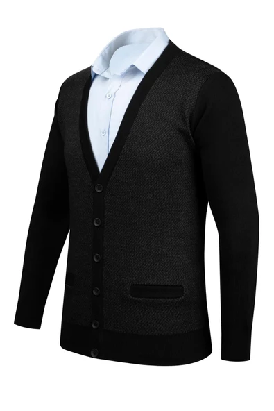 Erkek Büyük Beden V Yaka Triko Hırka Düğmeli 5014MB BGL-ST04040 - Resim 6