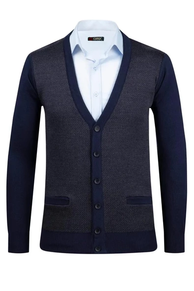 Erkek Büyük Beden V Yaka Triko Hırka Düğmeli 5014MB BGL-ST04040 - Resim 3