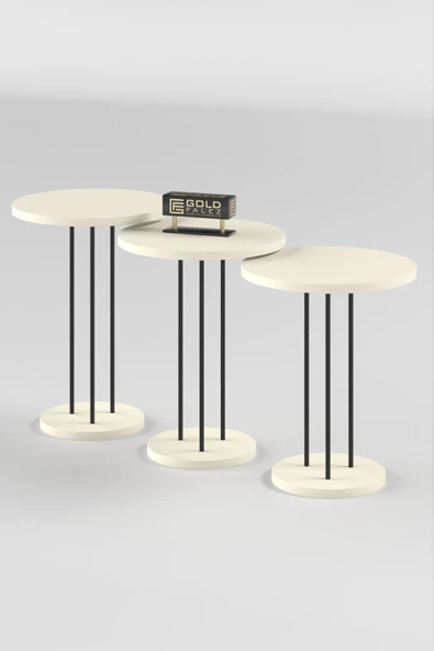 ORTA SEHPA VE ZİGON SEHPA TERRA SET KREM - Resim 7