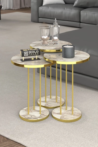 ORTA SEHPA VE ZİGON SEHPA TERRA SET GOLD EFES - Resim 2