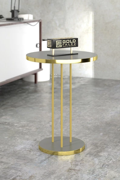 ORTA SEHPA VE ZİGON SEHPA TERRA SET GOLD ANTRASİT CEVİZ - Resim 6