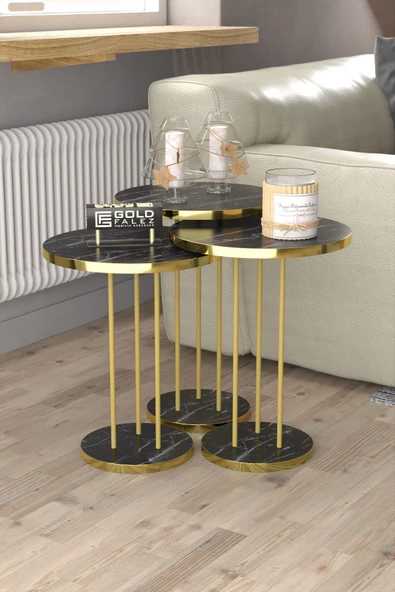 ORTA SEHPA VE ZİGON SEHPA TERRA SET GOLD BENDİR - Resim 6