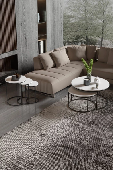 ORTA SEHPA VE ZİGON SEHPA SET İKİLİ LÜX C ZİGON BEYAZ - Resim 2