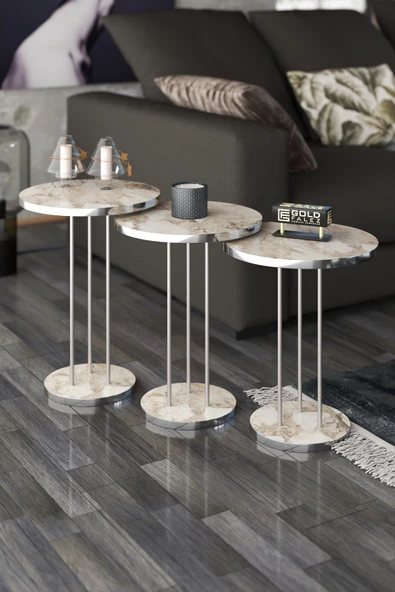 ORTA SEHPA VE ZİGON SEHPA TERRA SET GÜMÜŞ EFES - Resim 6